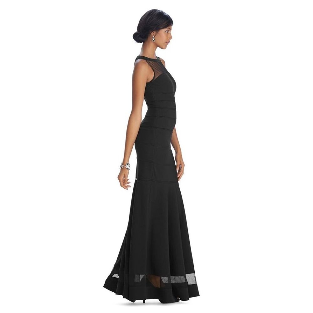WHITE HOUSE BLACK MARKET Sleeveless Shadow Stripe Black Gown sz 6 NEW Women's - Picture 12 of 13
